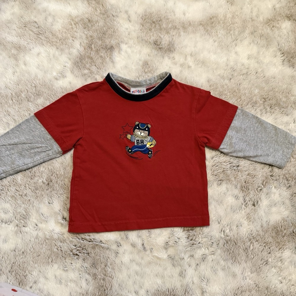 Vintage Baby Okie-dokie Embroidered Football Bear Shirt Size 24 Months